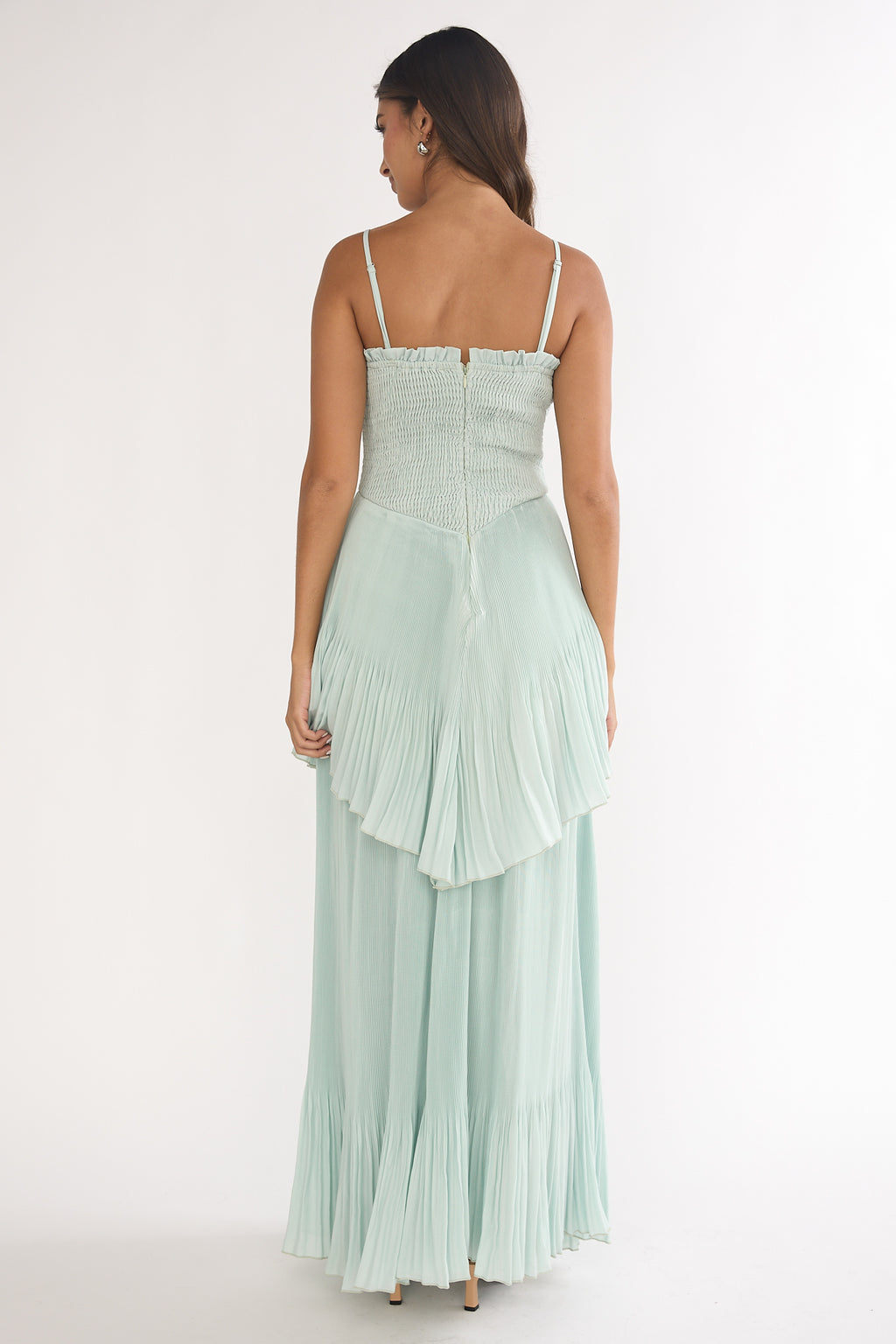 Delin Smocked Layered Maxi Dress Sage by Selfie Leslie Australia
