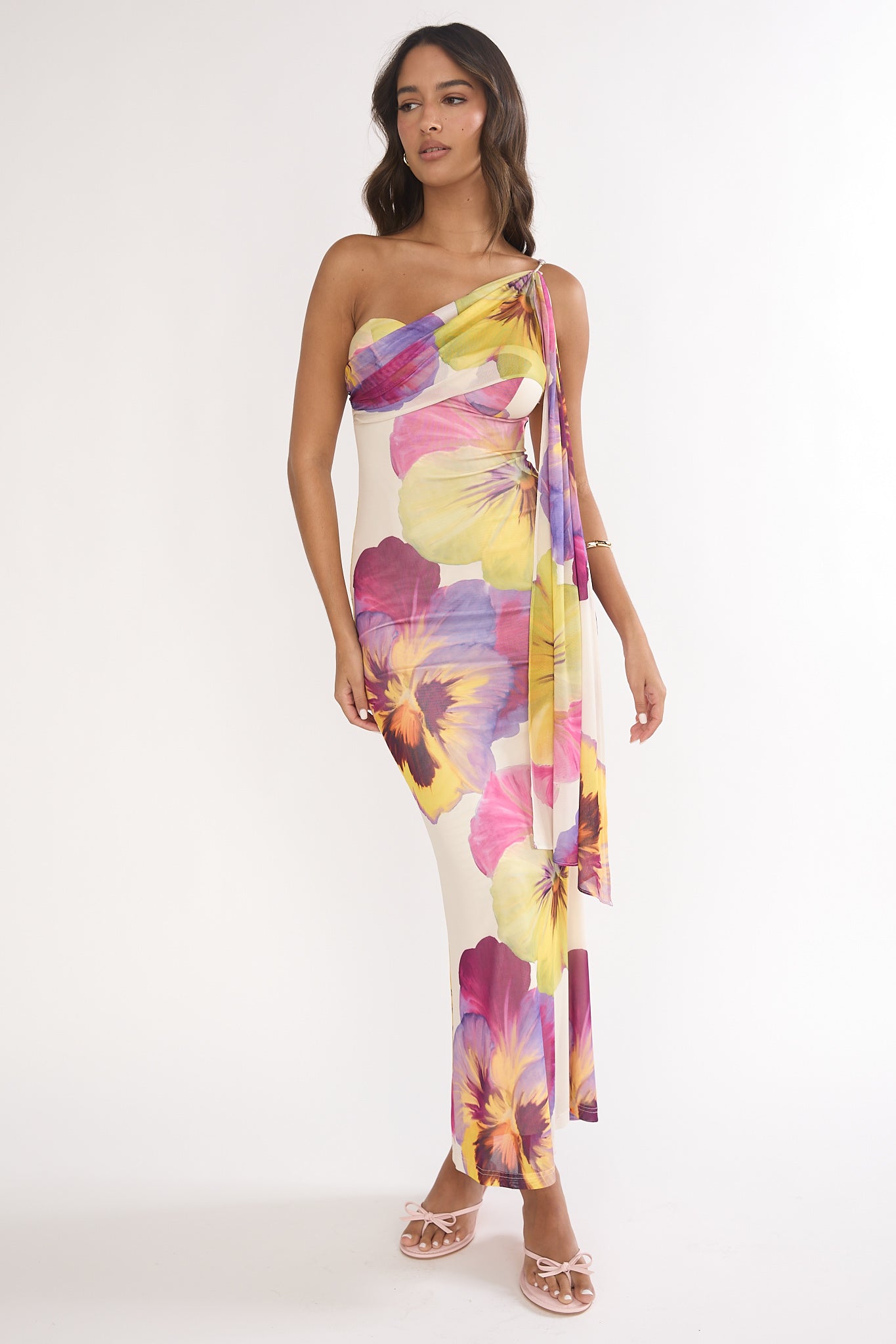 Tallis One-Shoulder Asymmetric Neckline Dress Beige by Selfie Leslie Australia