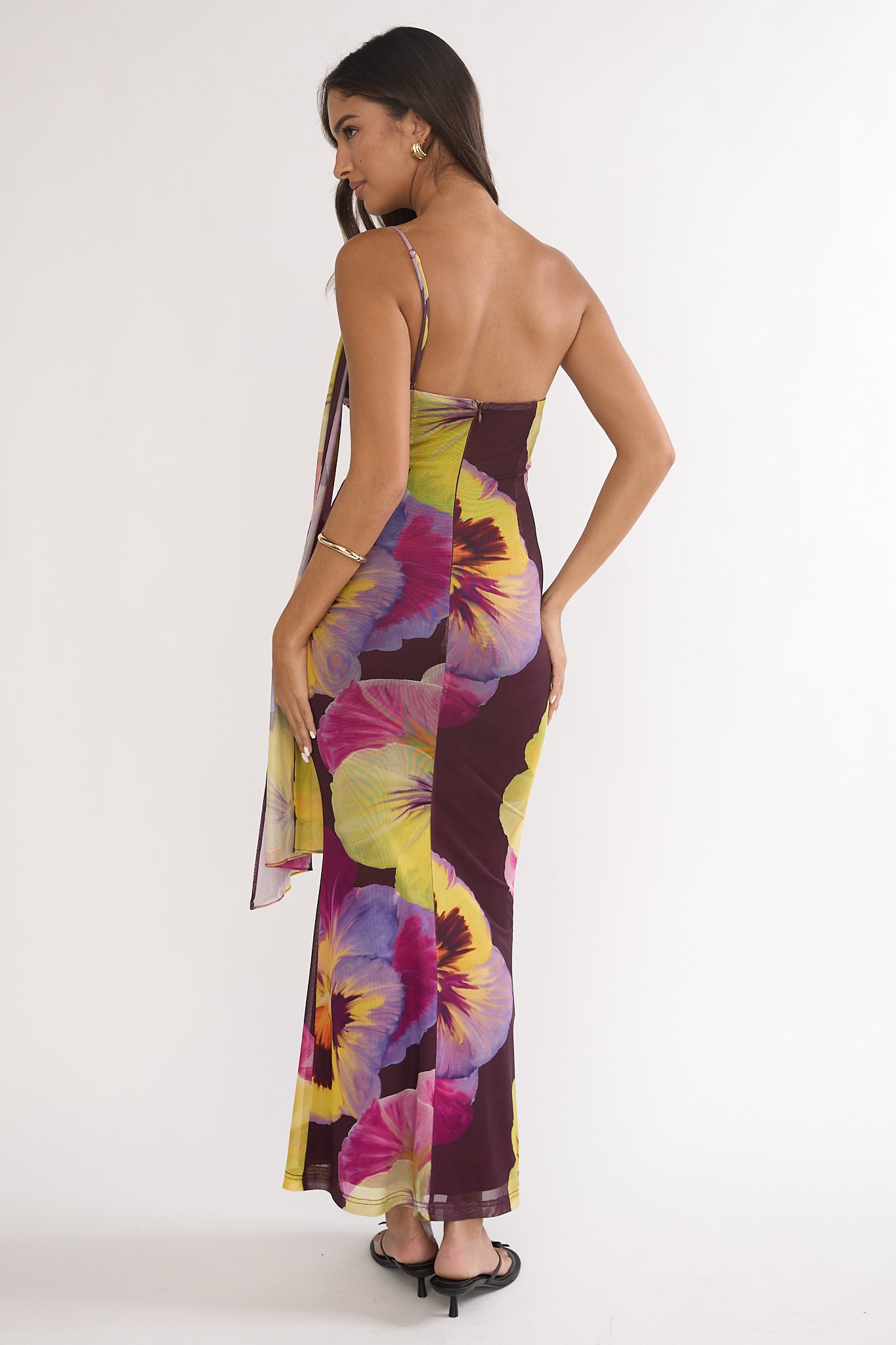 Tallis One-Shoulder Asymmetric Neckline Dress Brown by Selfie Leslie Australia