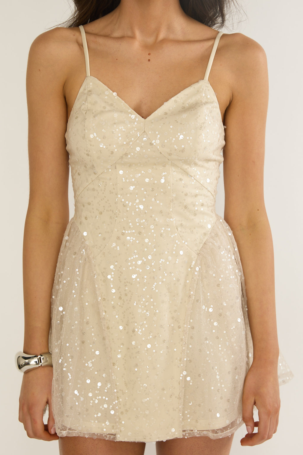 Roselisse Cami Strap Sequin Mini Dress Oyster by Selfie Leslie Australia