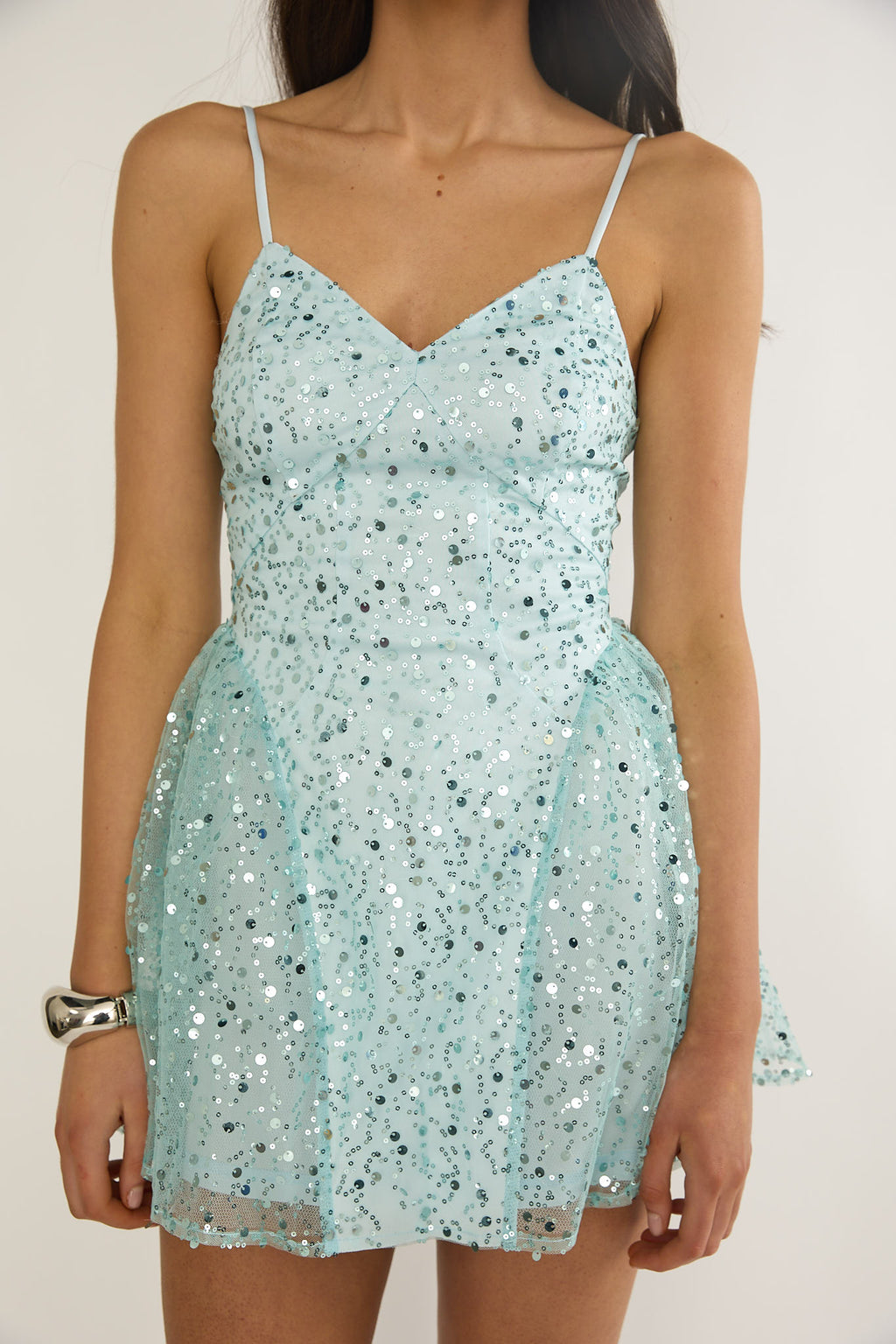 Roselisse Cami Strap Sequin Mini Dress Sage by Selfie Leslie Australia