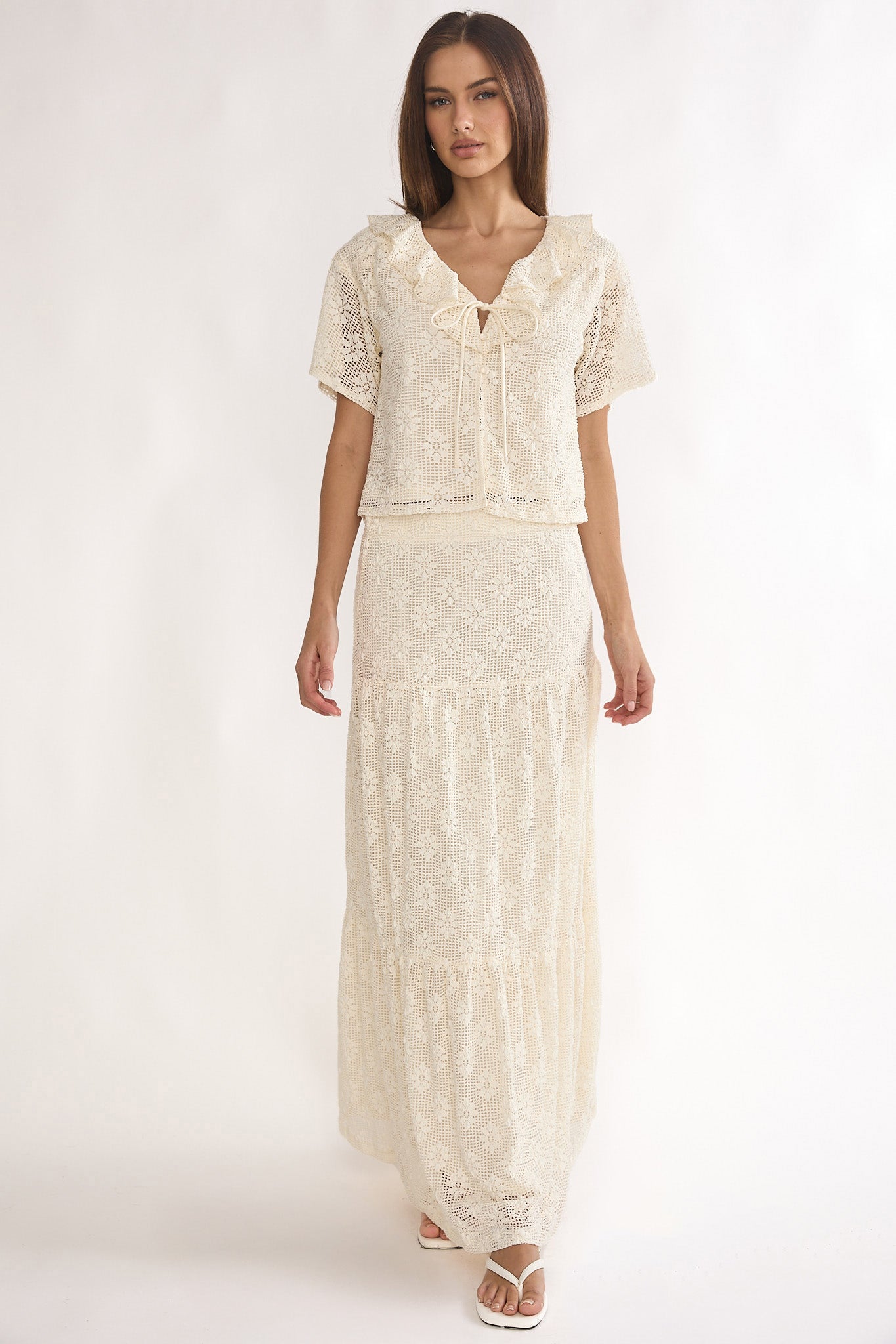 Sera Lane Crochet Maxi Skirt Cream by Selfie Leslie Australia