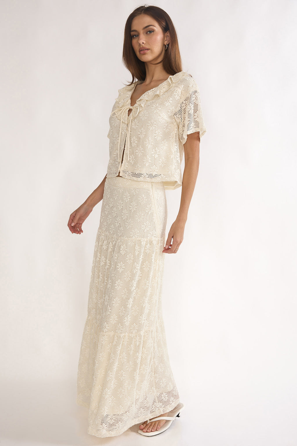 Sera Lane Crochet Maxi Skirt Cream by Selfie Leslie Australia