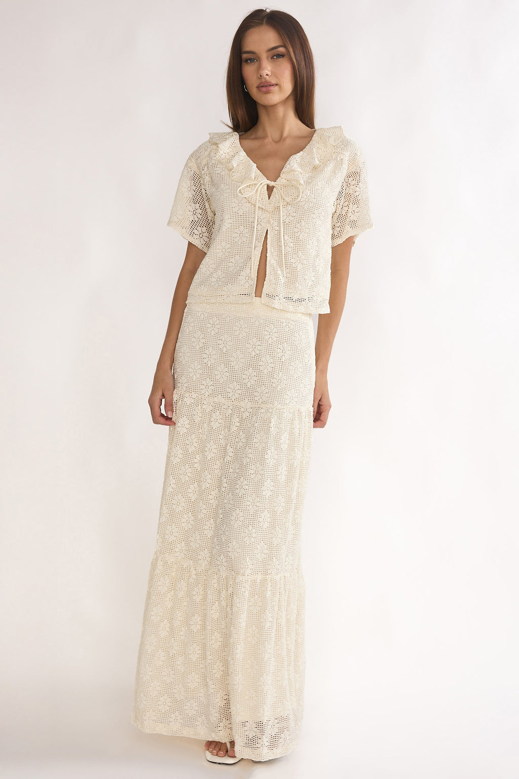 Sera Lane Crochet Tie Top Cream by Selfie Leslie Australia