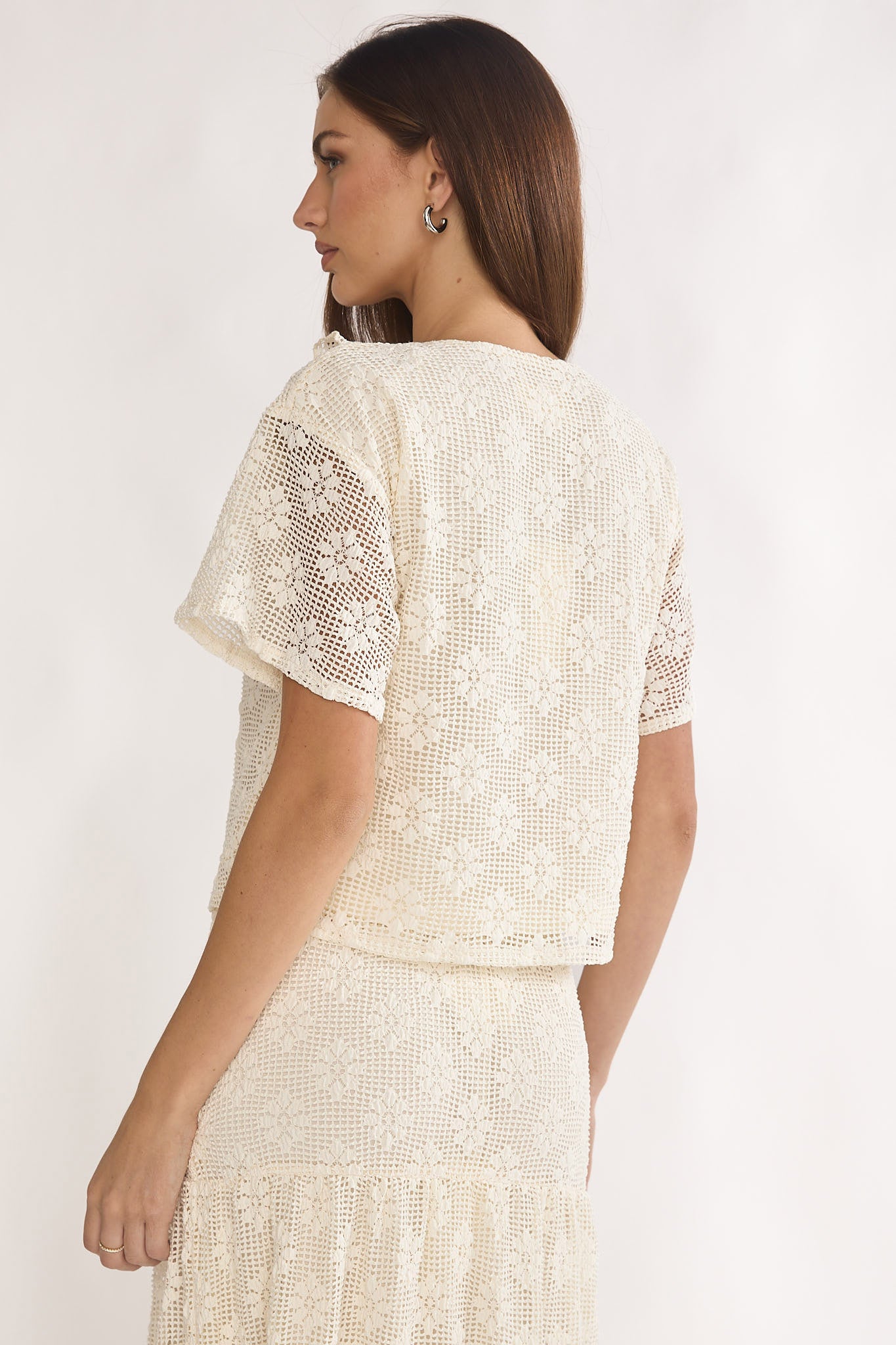 Sera Lane Crochet Tie Top Cream by Selfie Leslie Australia