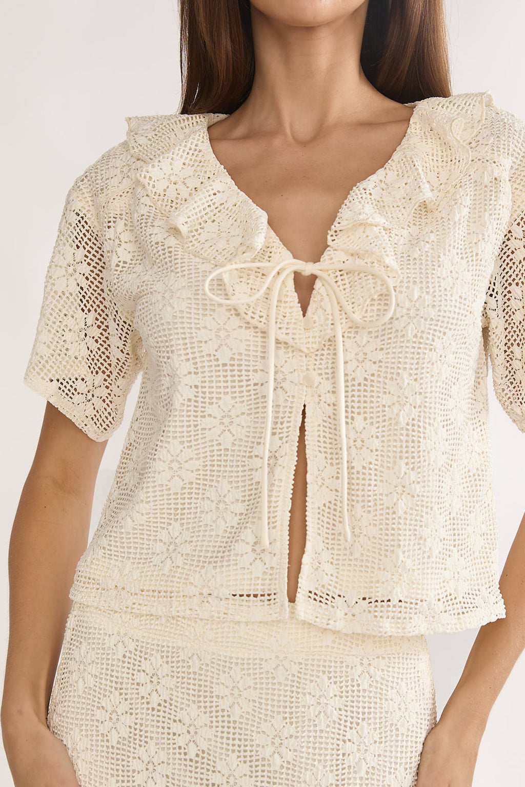 Sera Lane Crochet Tie Top Cream by Selfie Leslie Australia