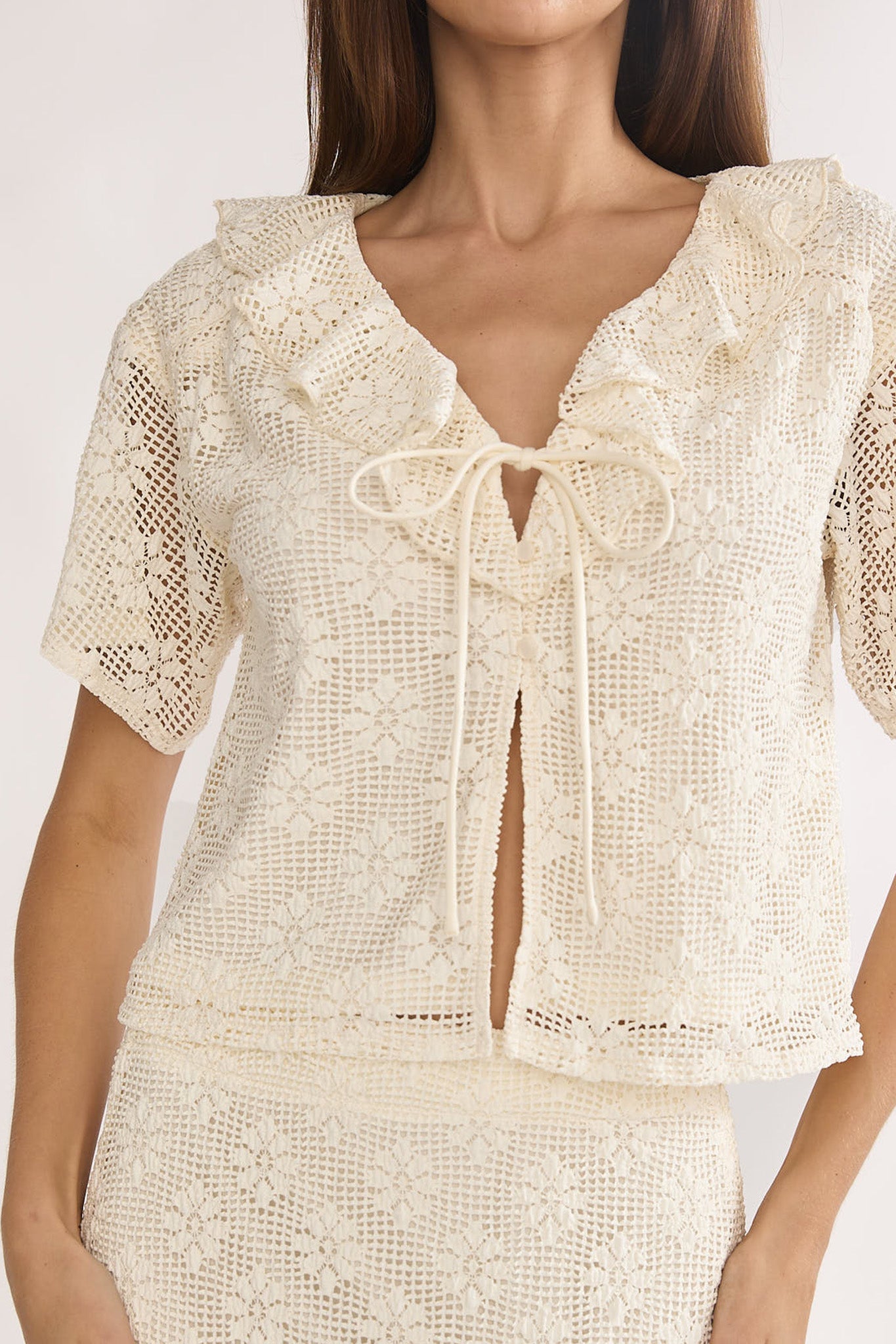 Sera Lane Crochet Tie Top Cream by Selfie Leslie Australia
