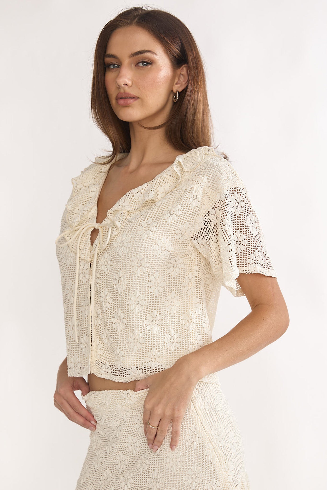 Sera Lane Crochet Tie Top Cream by Selfie Leslie Australia