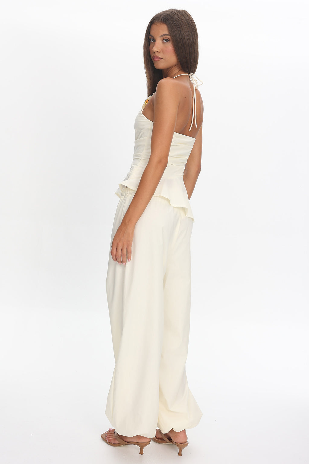 Tilah Drawstring Balloon Pants Cream by Selfie Leslie Australia