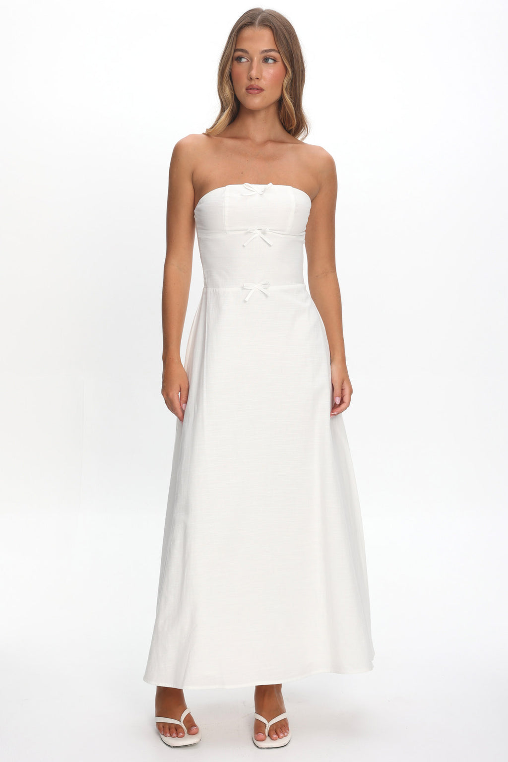 Celandra Bow Bodice Maxi Dress White by Selfie Leslie Australia