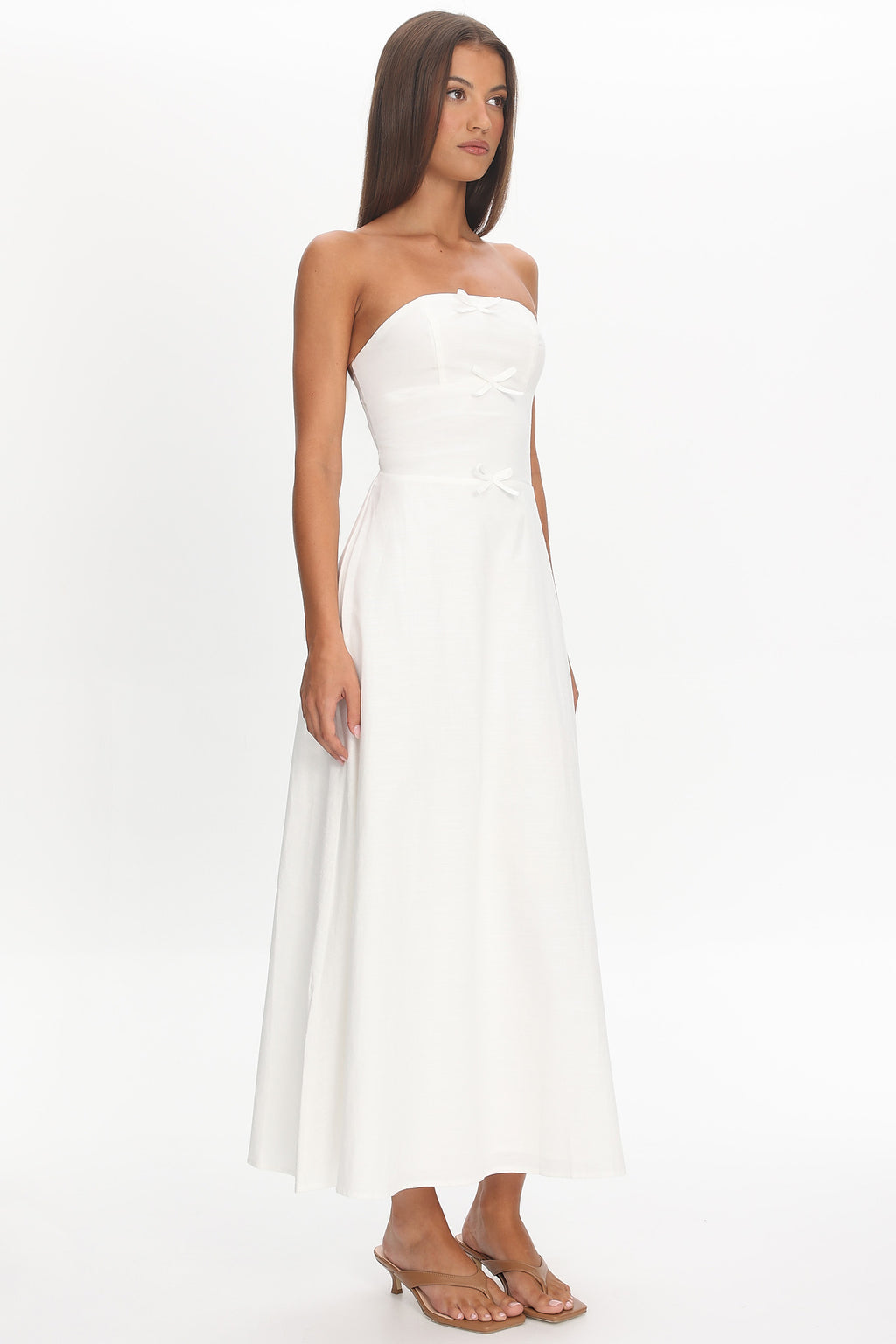 Celandra Bow Bodice Maxi Dress White by Selfie Leslie Australia
