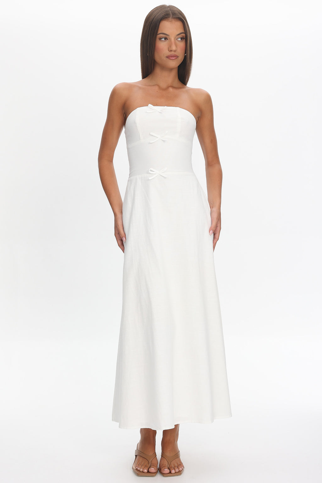 Celandra Bow Bodice Maxi Dress White by Selfie Leslie Australia