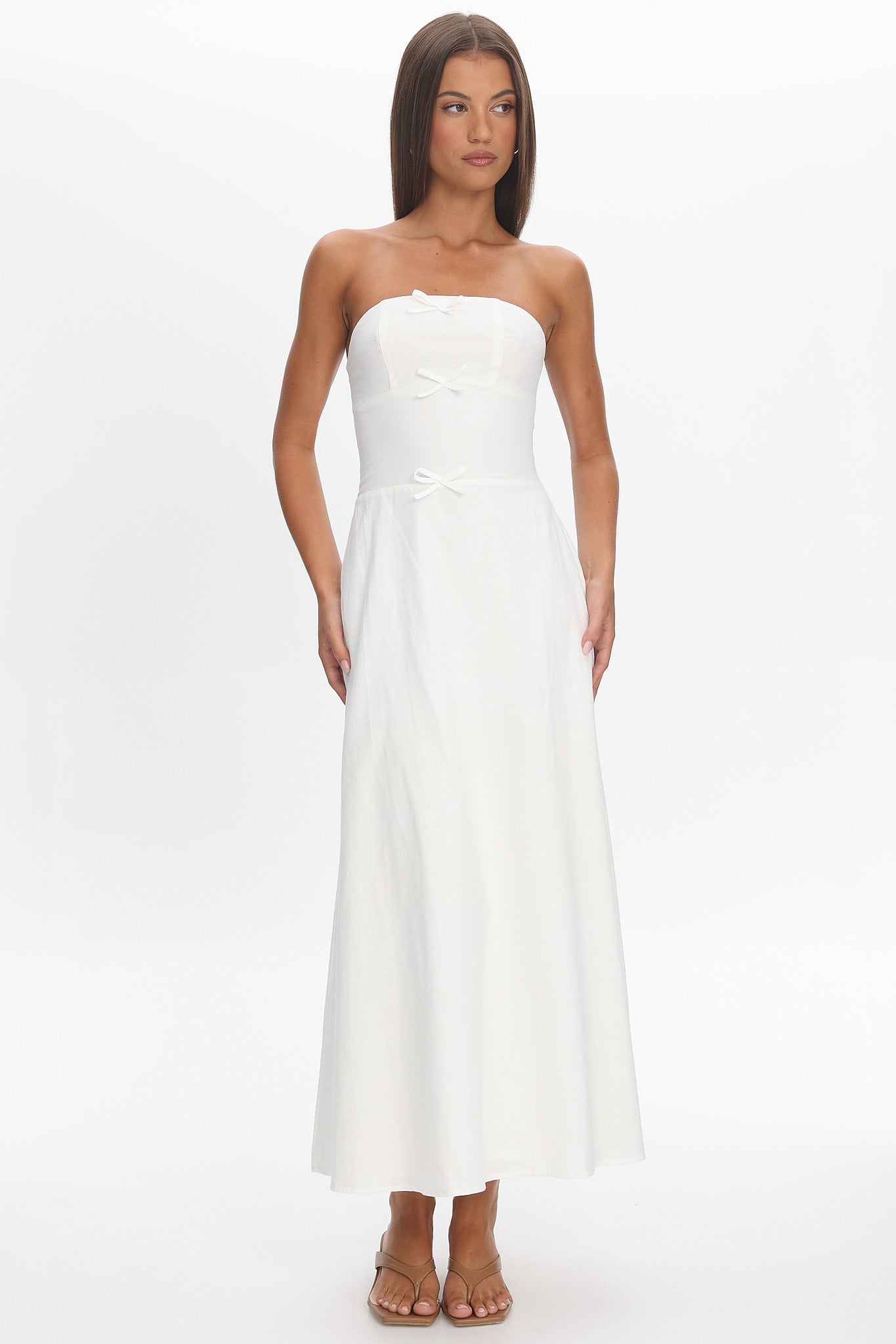Celandra Bow Bodice Maxi Dress White by Selfie Leslie Australia