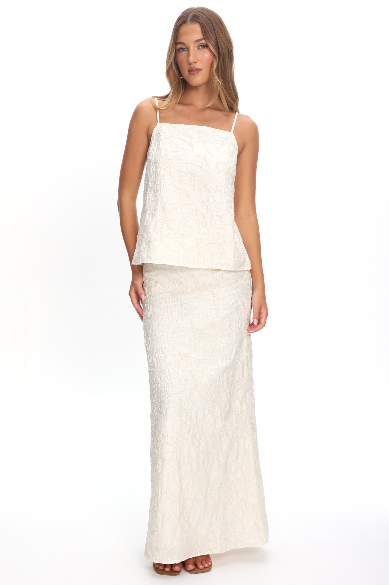 Alondra Textured Maxi Skirt Oatmeal by Selfie Leslie Australia