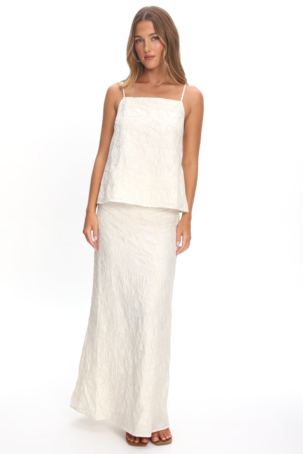 Alondra Textured Maxi Skirt Oatmeal by Selfie Leslie Australia