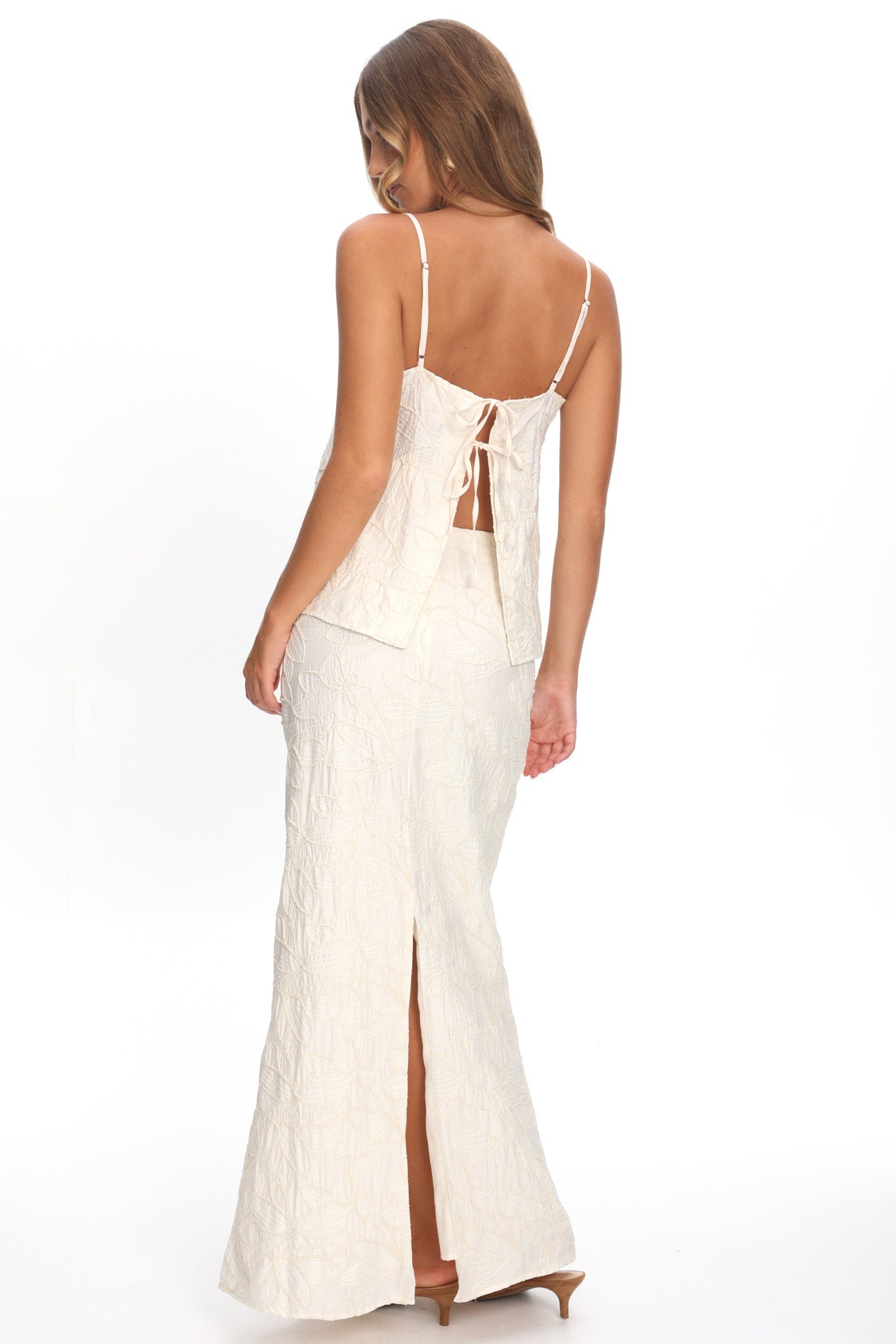 Alondra Textured Maxi Skirt Oatmeal by Selfie Leslie Australia
