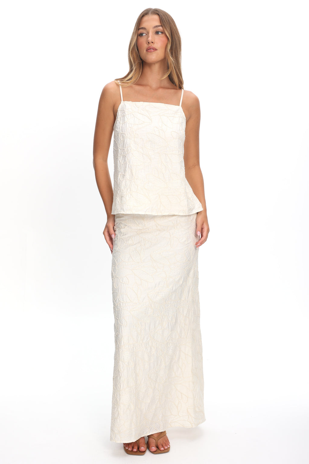 Alondra Textured Maxi Skirt Oatmeal by Selfie Leslie Australia