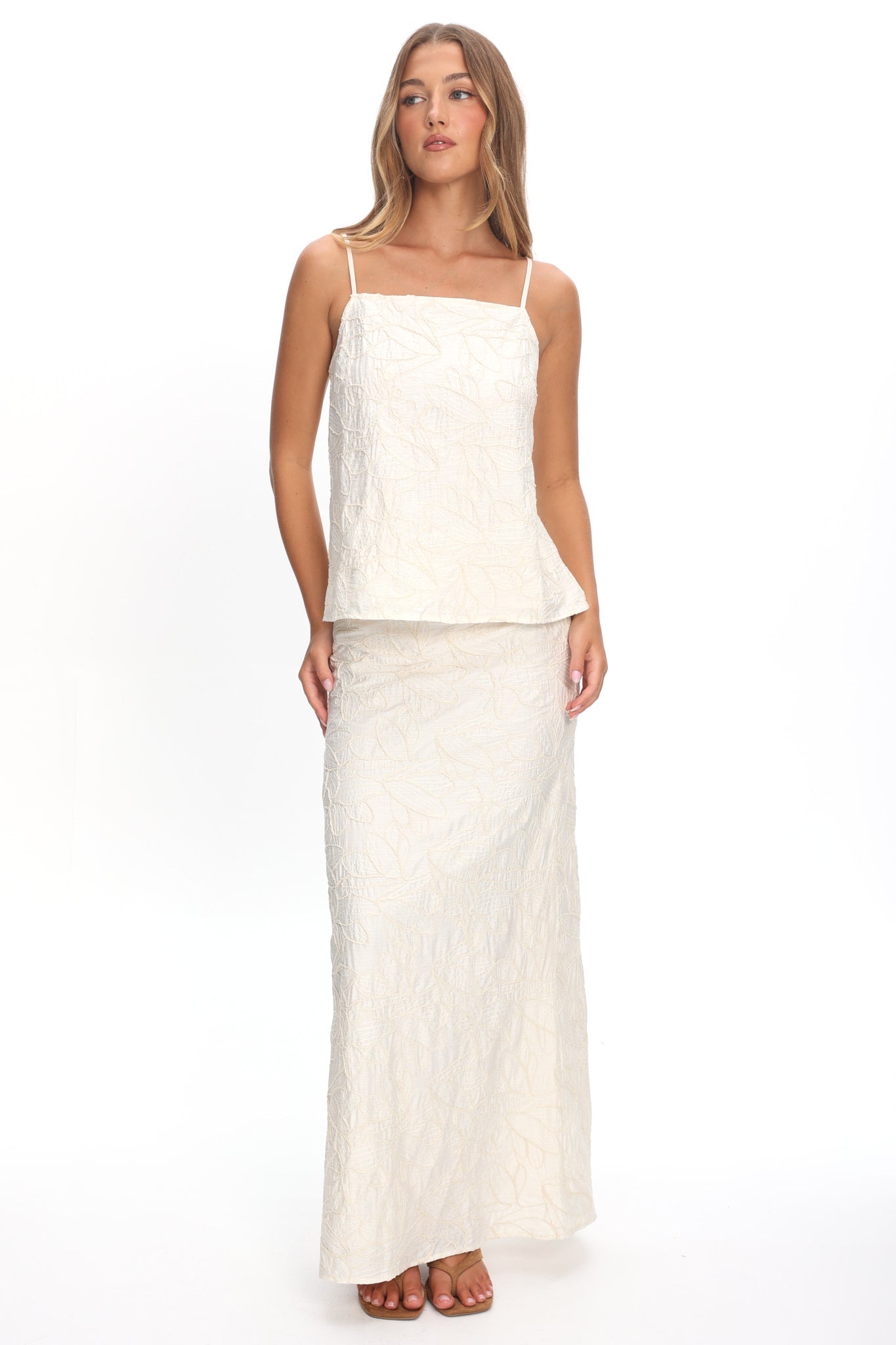 Alondra Textured Maxi Skirt Oatmeal by Selfie Leslie Australia