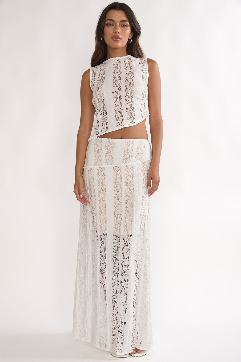 Eleesa Maxi Skirt Lace White by Selfie Leslie Australia