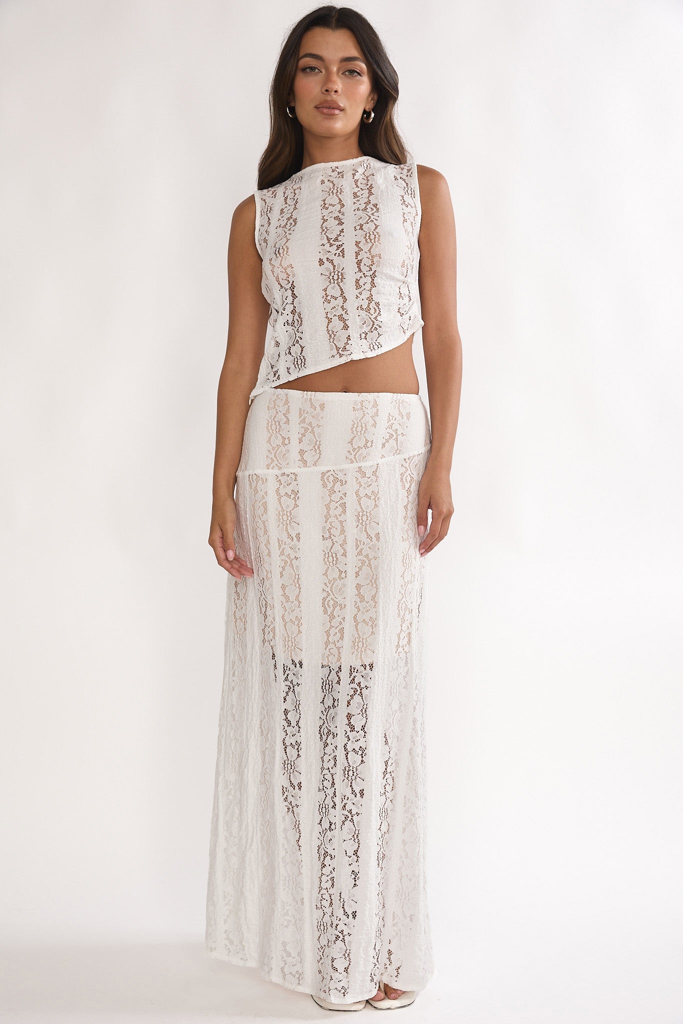 Eleesa Maxi Skirt Lace White by Selfie Leslie Australia
