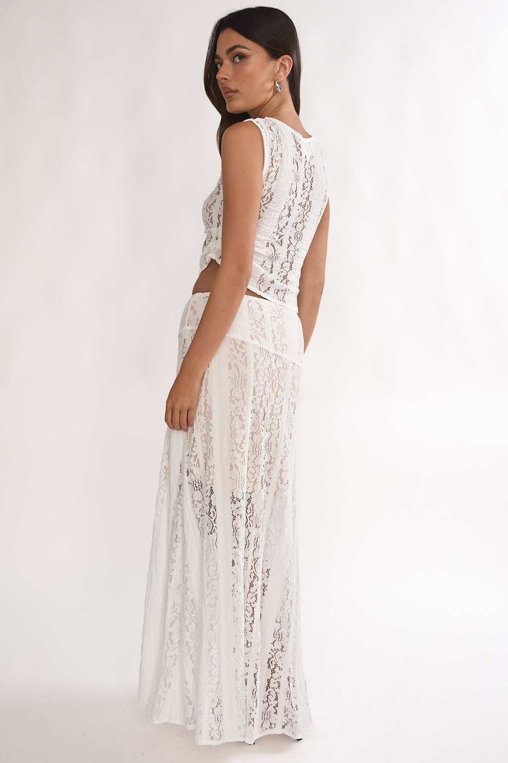 Eleesa Maxi Skirt Lace White by Selfie Leslie Australia