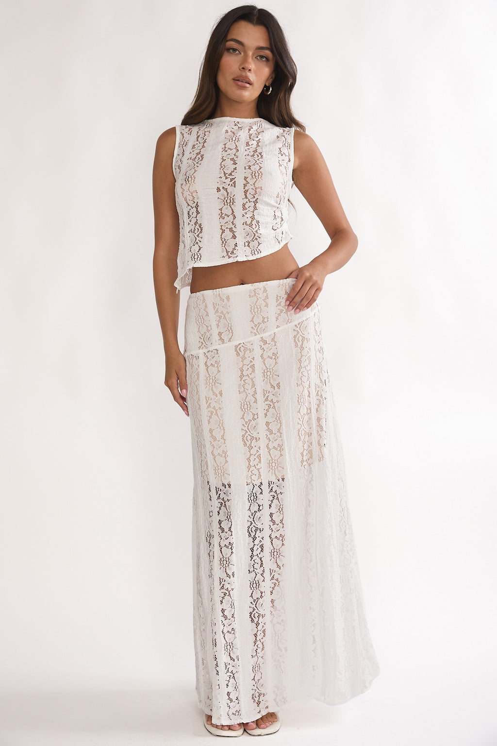 Eleesa Maxi Skirt Lace White by Selfie Leslie Australia