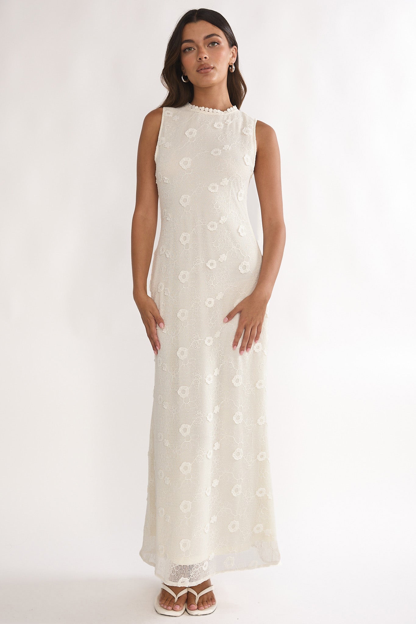 Kensi Sleeveless Crochet Maxi Dress Oat by Selfie Leslie Australia