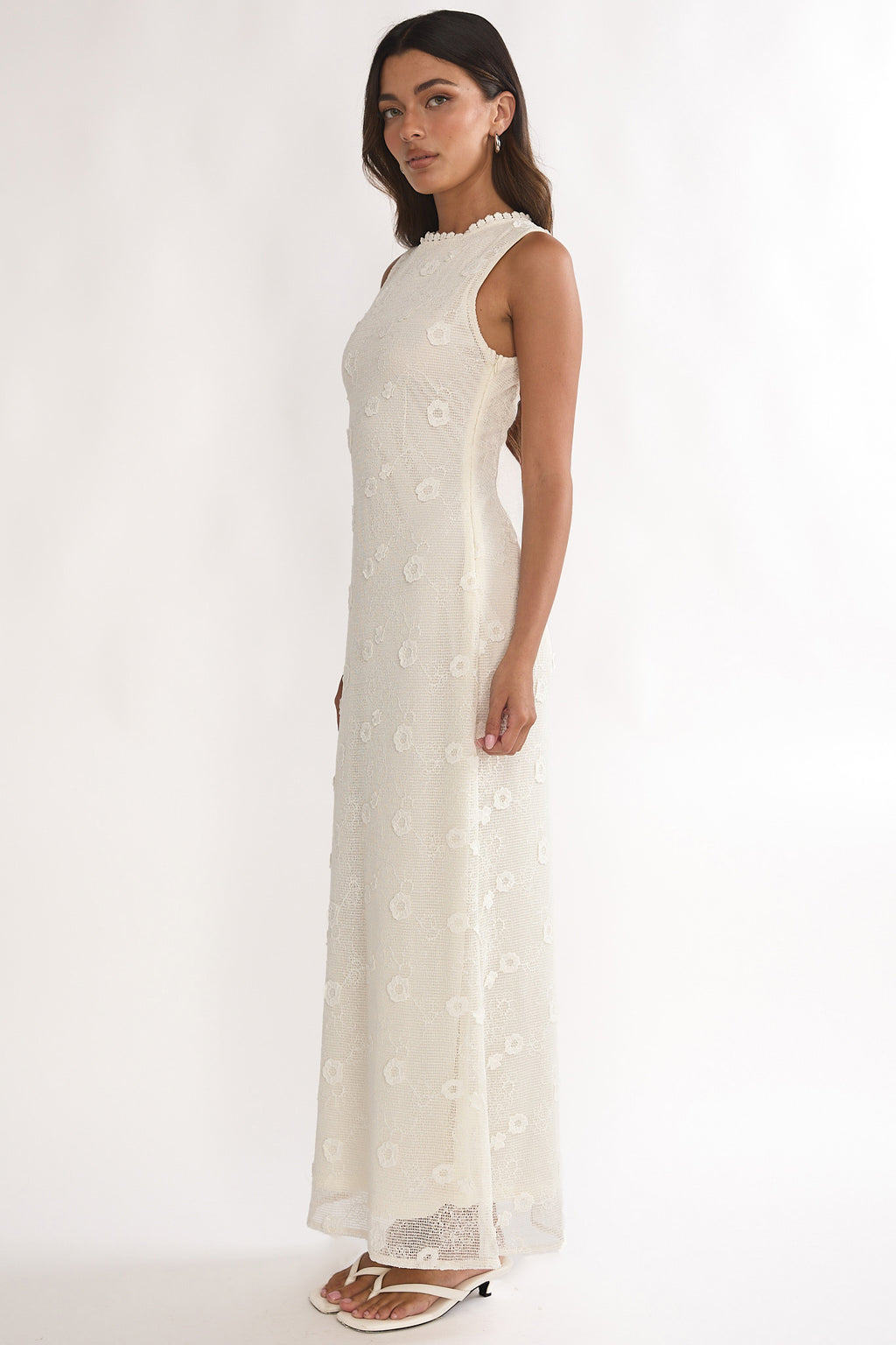 Kensi Sleeveless Crochet Maxi Dress Oat by Selfie Leslie Australia