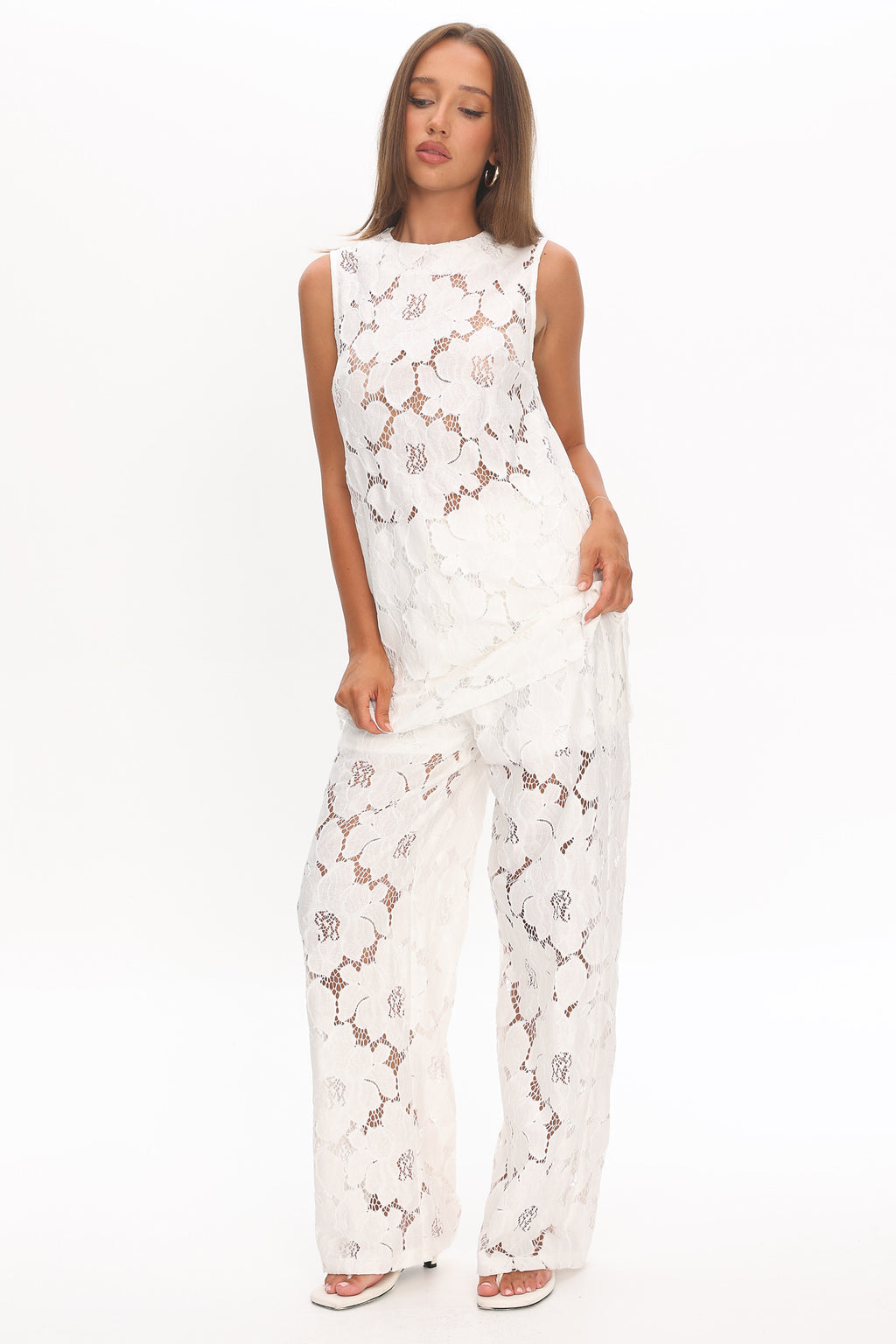 Belmara 3D Floral Lace Pants White by Selfie Leslie Australia