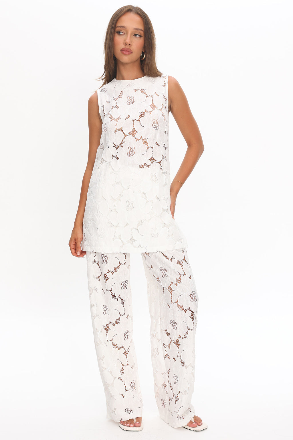 Belmara 3D Floral Lace Pants White by Selfie Leslie Australia