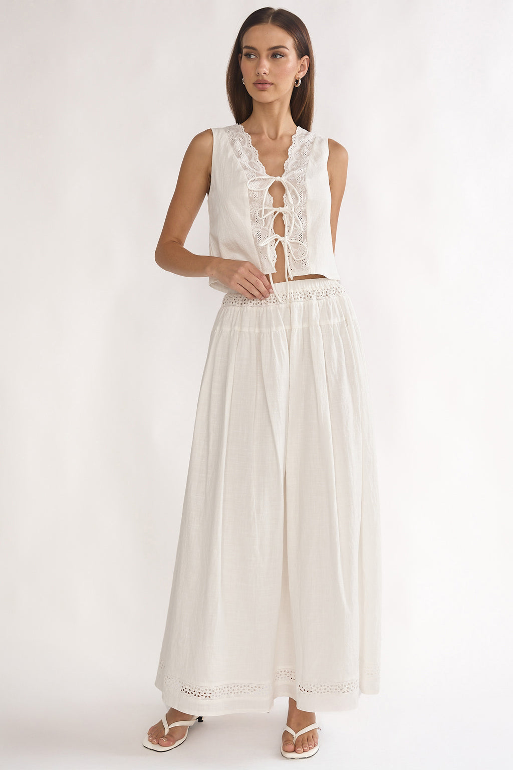 Beliza Lace Trim Skirt White by Selfie Leslie Australia