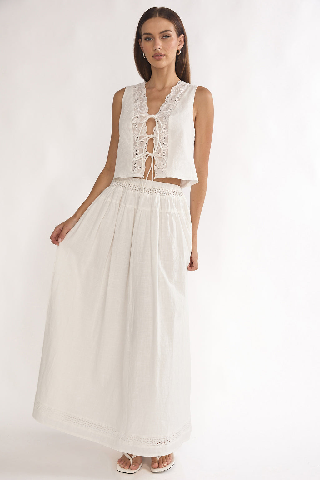 Beliza Lace Trim Skirt White by Selfie Leslie Australia