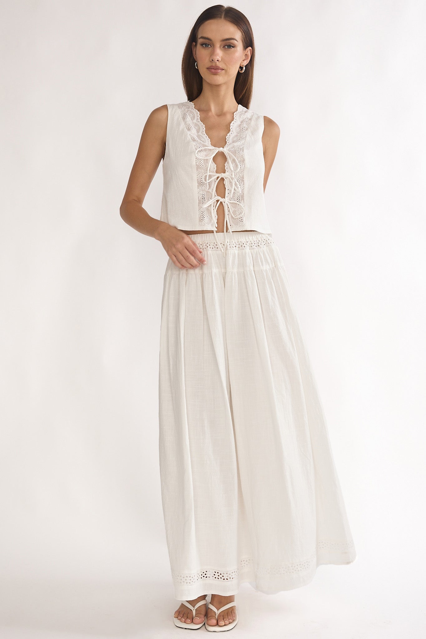 Beliza Lace Trim Skirt White by Selfie Leslie Australia