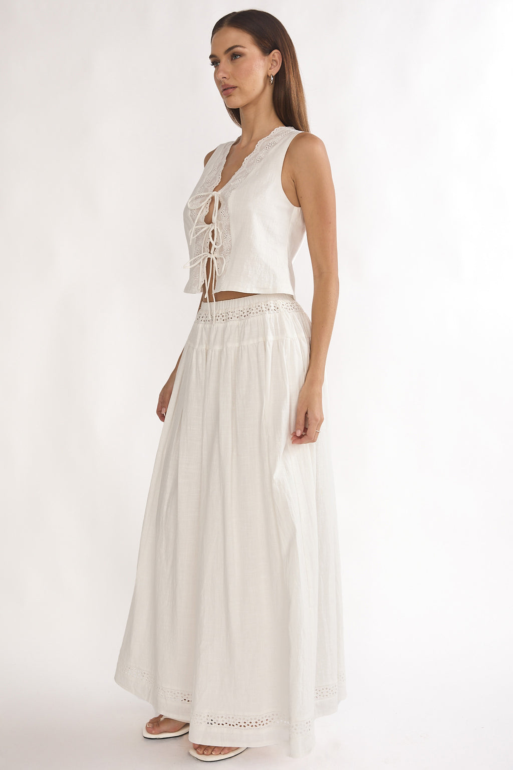 Beliza Lace Trim Skirt White by Selfie Leslie Australia