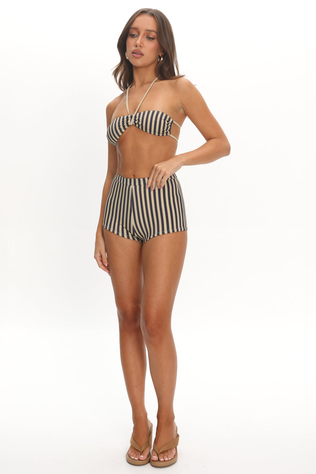 LIONESS Bloom Booty Short Beige Stripe by Selfie Leslie Australia