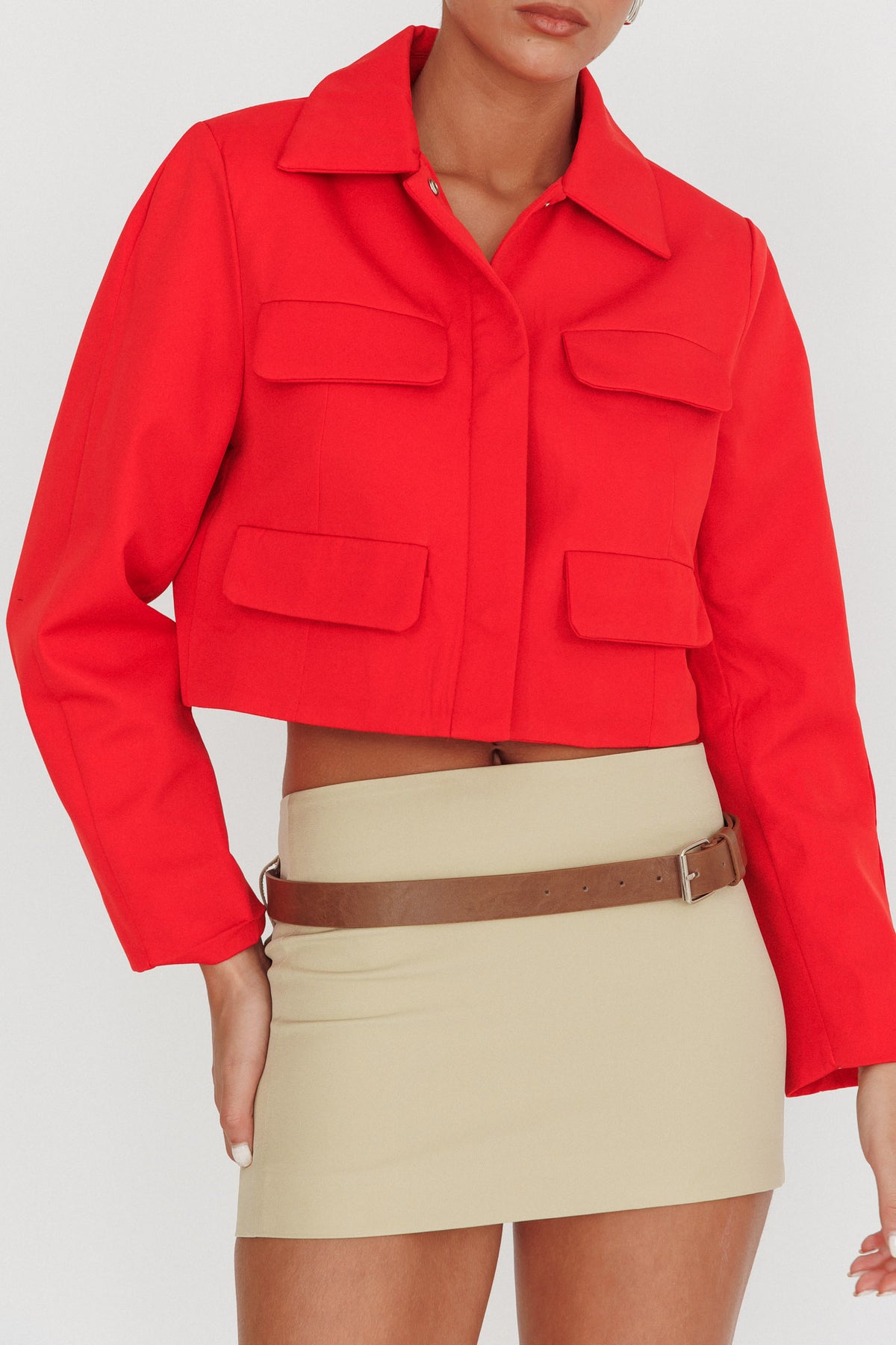 Cinder Crop Jacket Red by Selfie Leslie Australia