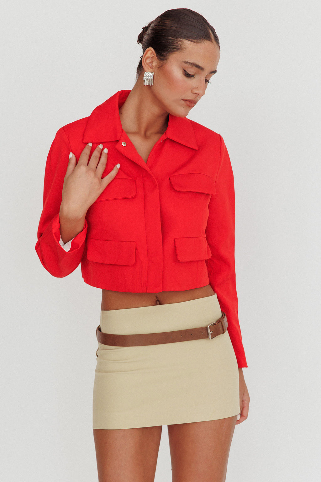 Cinder Crop Jacket Red by Selfie Leslie Australia