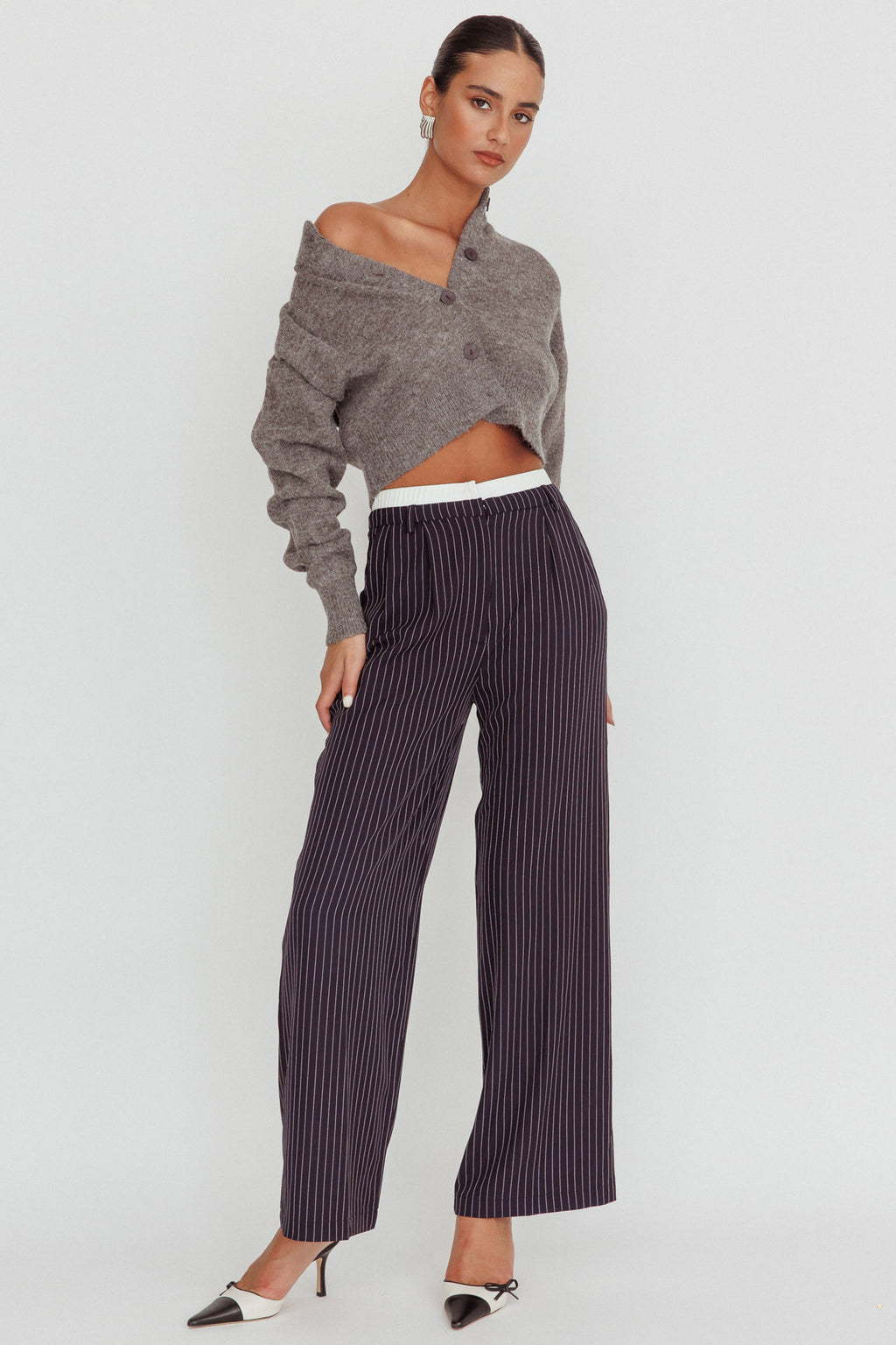 Netherlands Drop Shoulder Crop Cardigan Grey by Selfie Leslie Australia