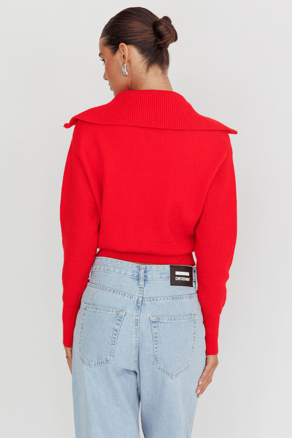 Dawneta Half Zipper Knit Pullover Red by Selfie Leslie Australia