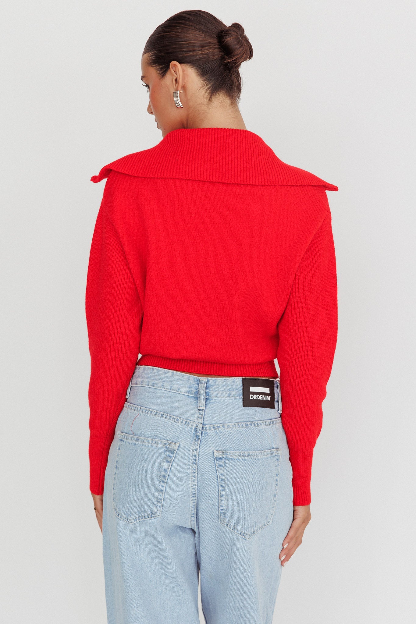 Dawneta Half Zipper Knit Pullover Red by Selfie Leslie Australia