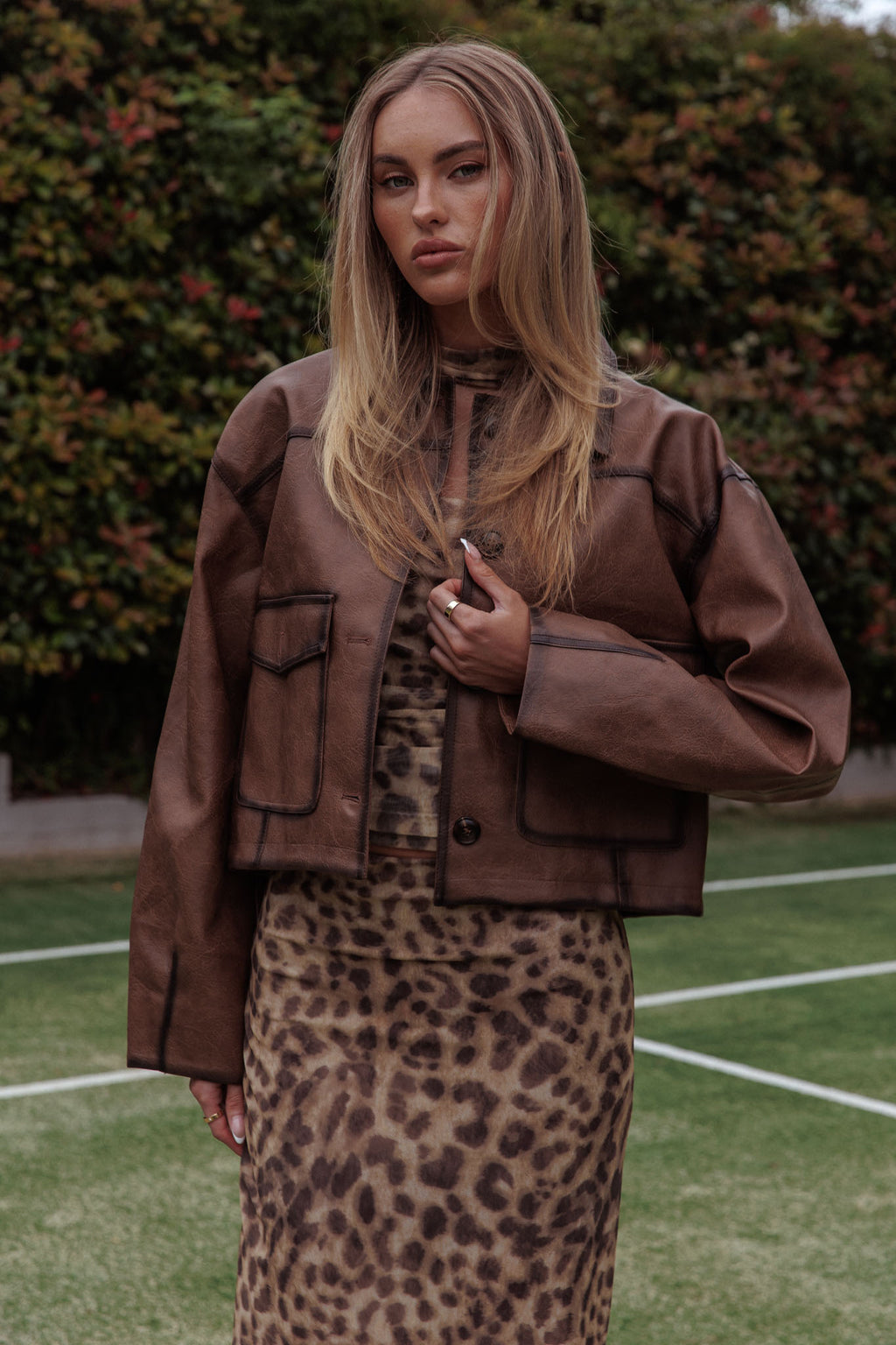 December Front Pocket Jacket Brown by Selfie Leslie Australia