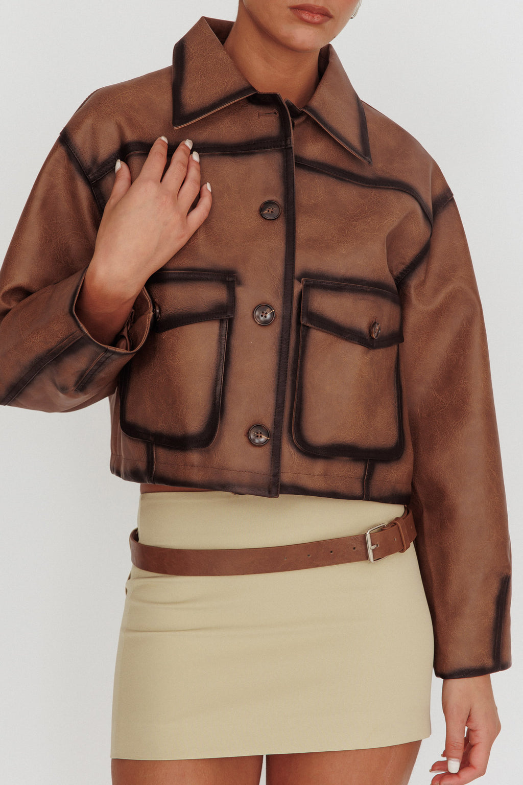 December Front Pocket Jacket Brown by Selfie Leslie Australia