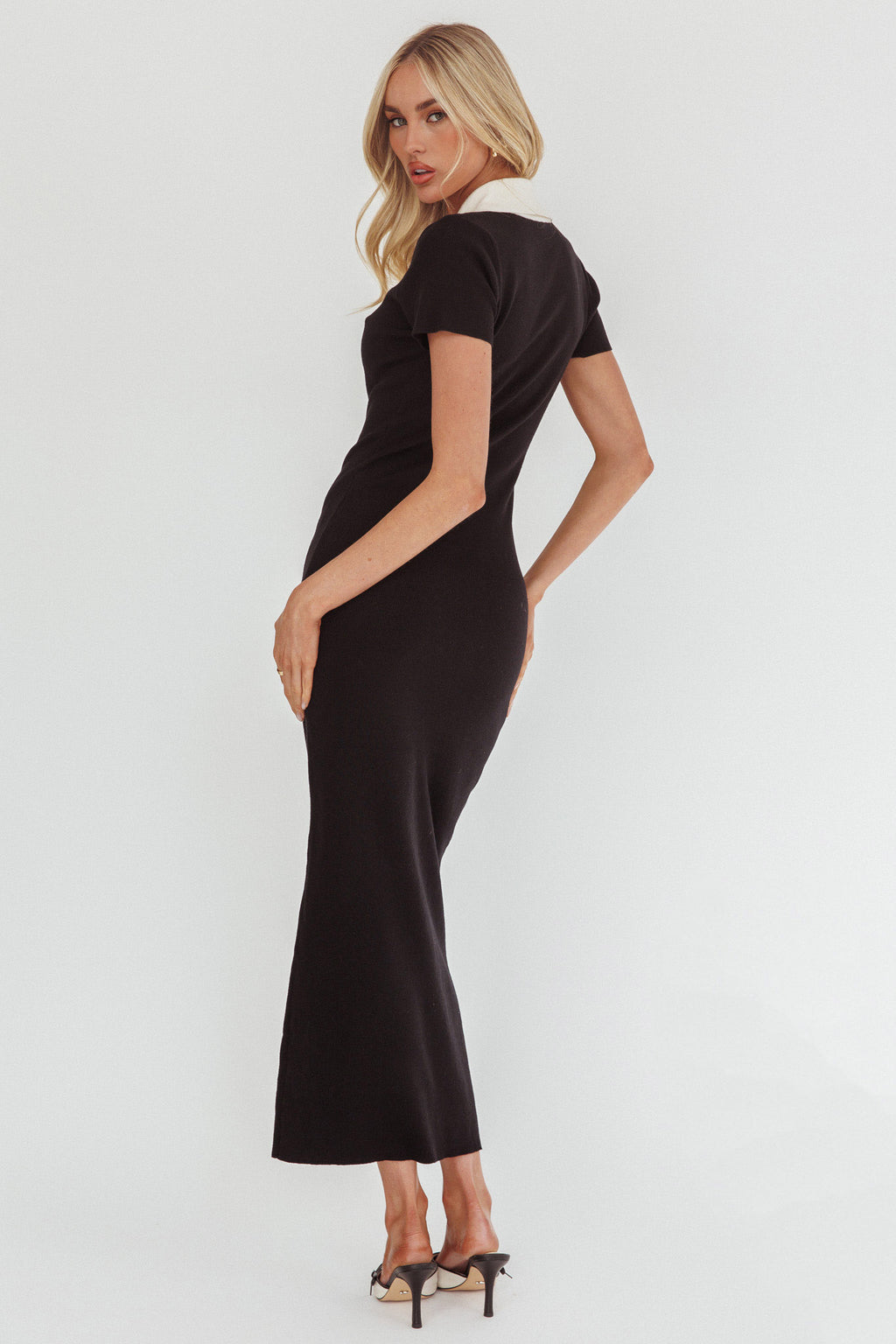 Jessa Mae Button Neckline Knit Maxi Dress Black by Selfie Leslie Australia