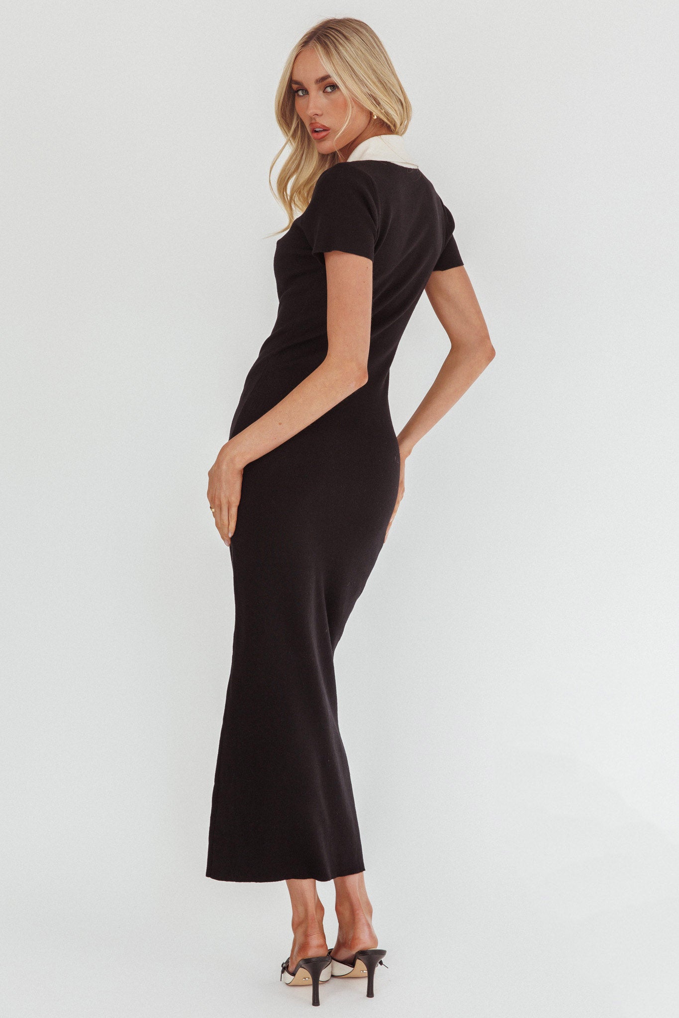 Jessa Mae Button Neckline Knit Maxi Dress Black by Selfie Leslie Australia