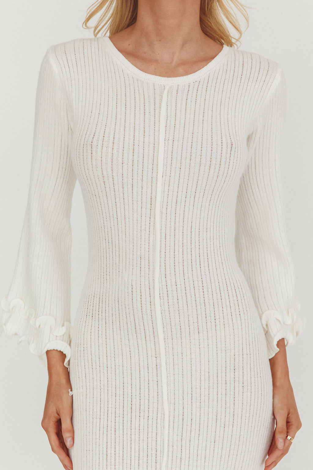 Wrenna Bell Sleeve Knit Maxi Dress White by Selfie Leslie Australia