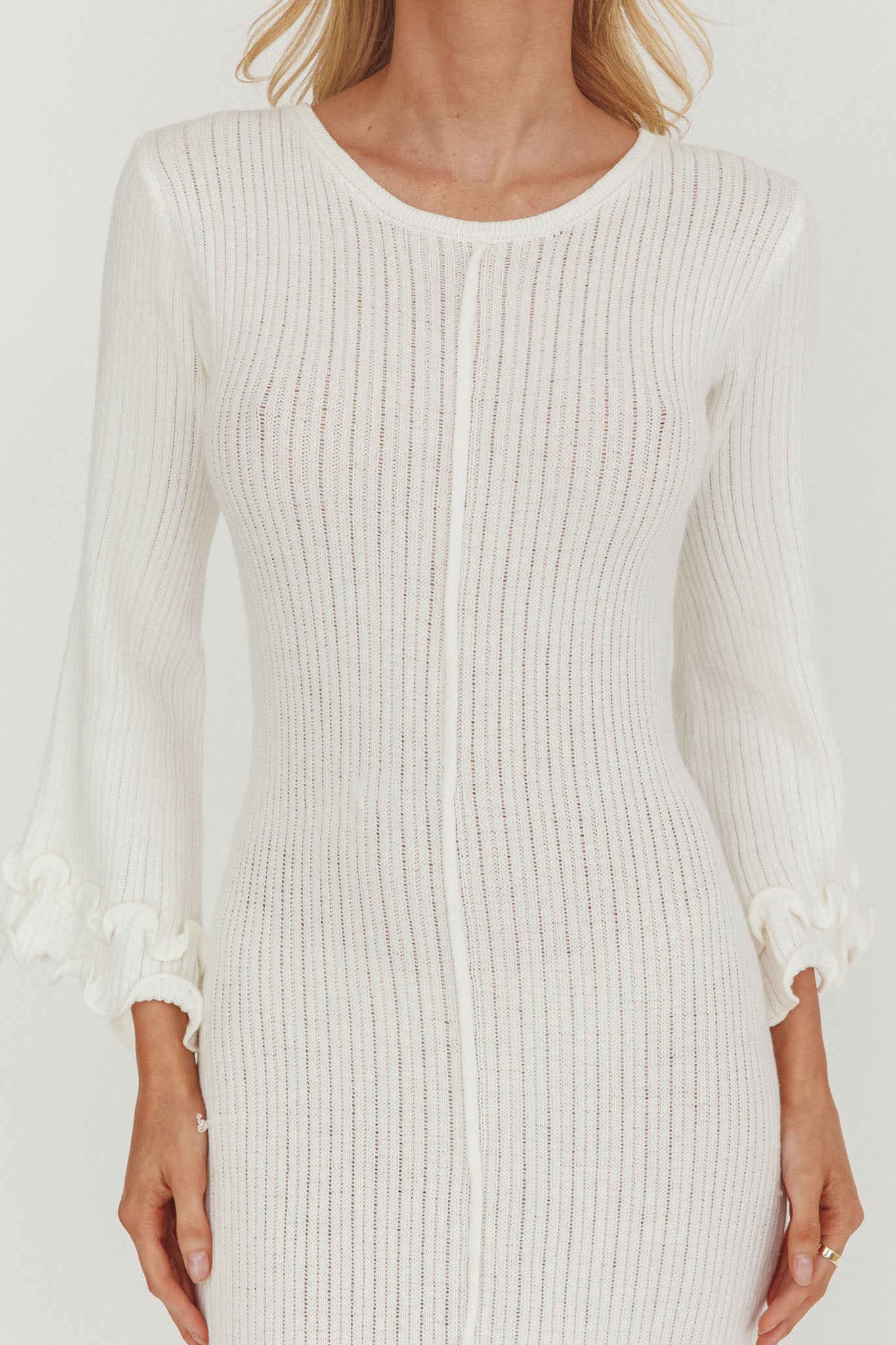 Wrenna Bell Sleeve Knit Maxi Dress White by Selfie Leslie Australia