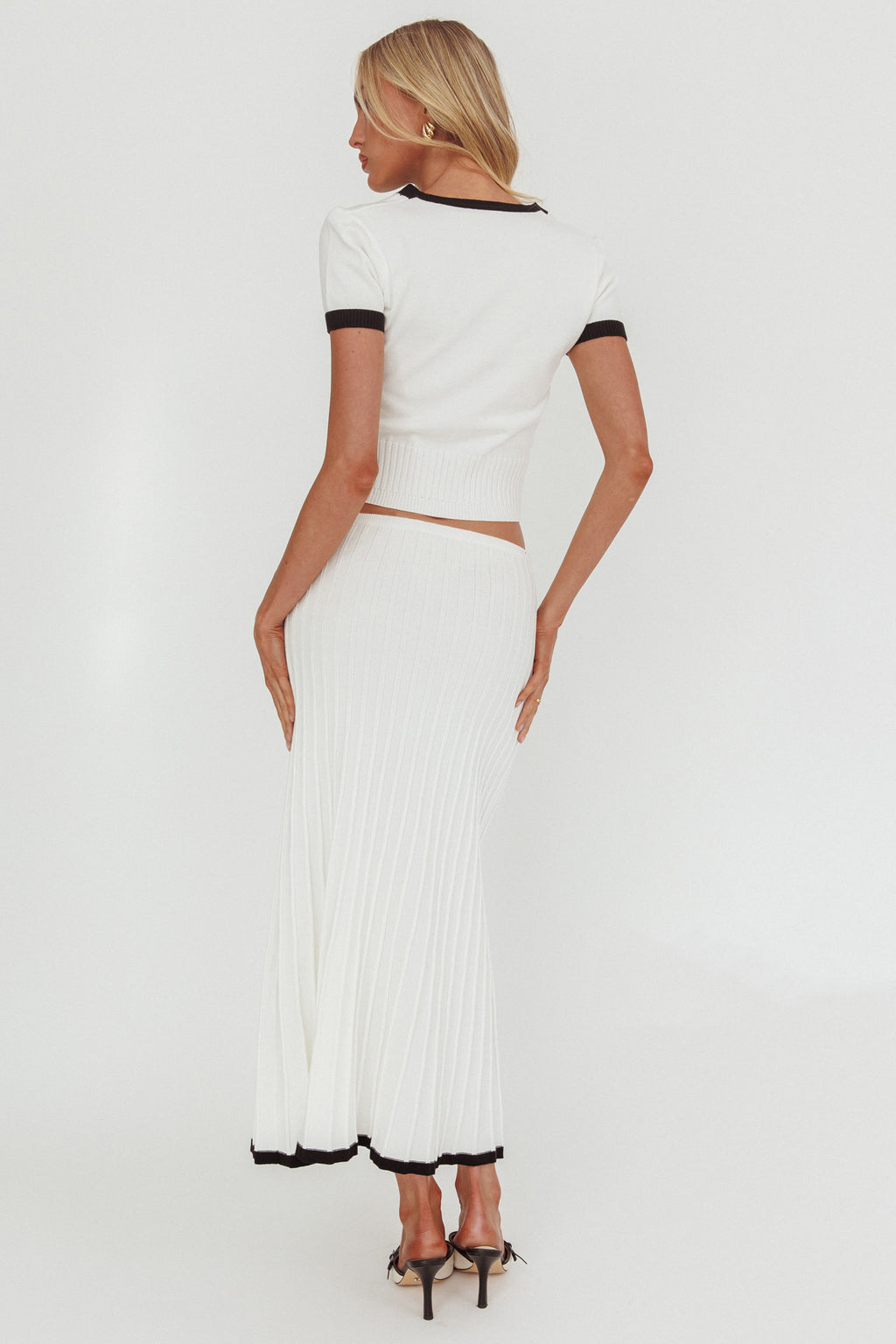 Yaeli Ribbed Knit Maxi Skirt White by Selfie Leslie Australia