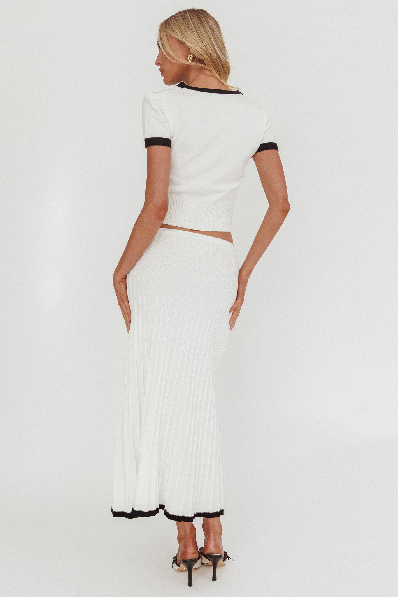 Yaeli Ribbed Knit Maxi Skirt White by Selfie Leslie Australia