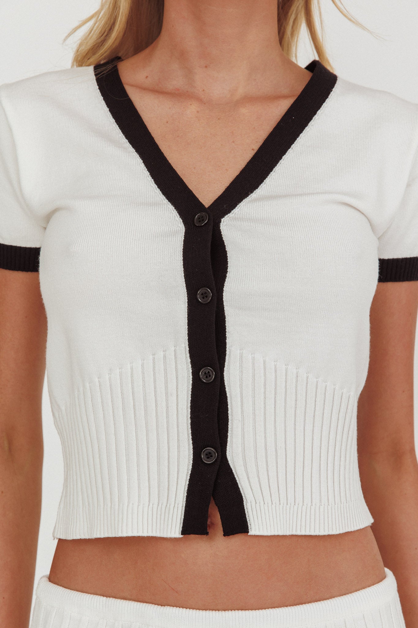 Yaeli Button-Up Knit Top White by Selfie Leslie Australia