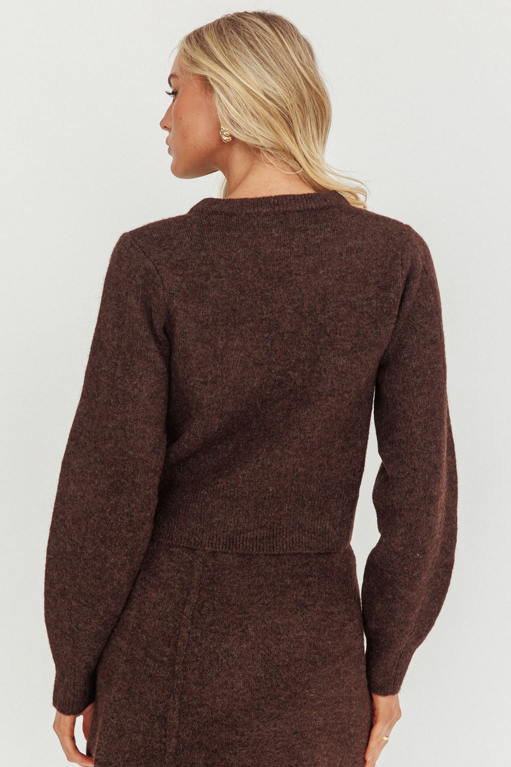 Daelyn Gold Button Pocket Cardigan Coffee by Selfie Leslie Australia